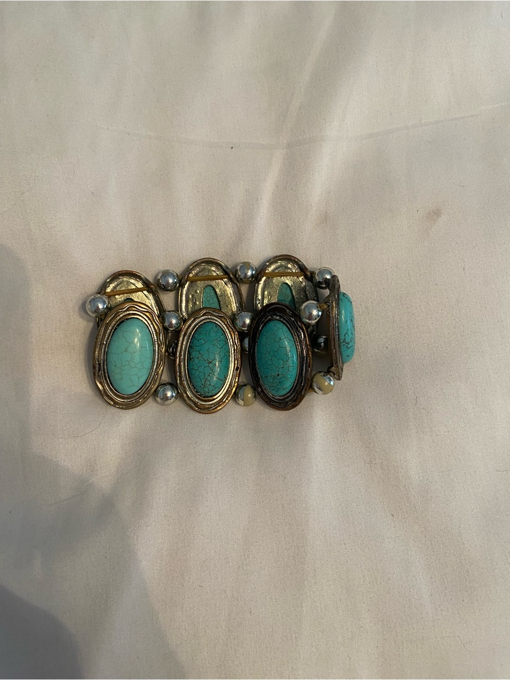 Turquoise Oval Stone Stretch Bracelet - Women Jewelry